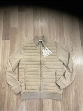 Reiss Beige Quilted Bomber Jacket